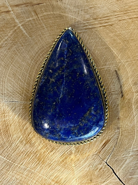 Lapis Lazuli sertie doré n°D3 (4,2m x 2,6cm) - Solyluna Macramé