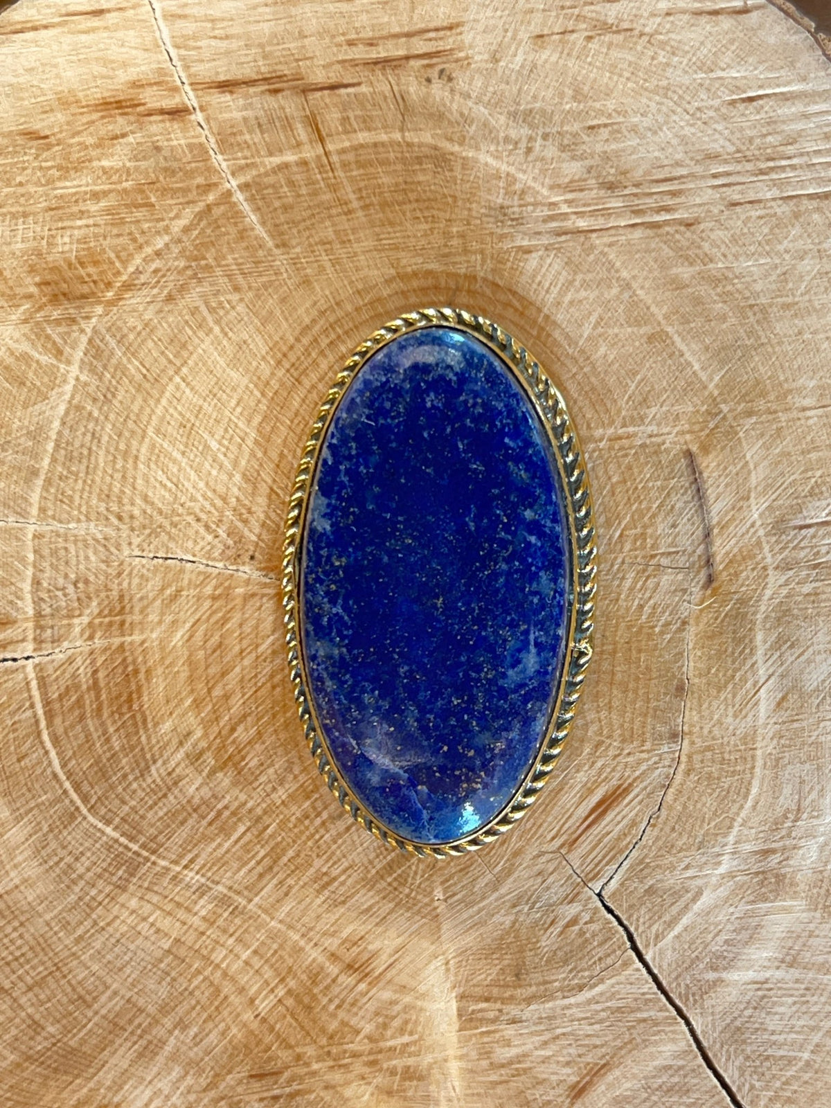 Lapis Lazuli sertie doré n°D3 (4m x 2,2cm) - Solyluna Macramé