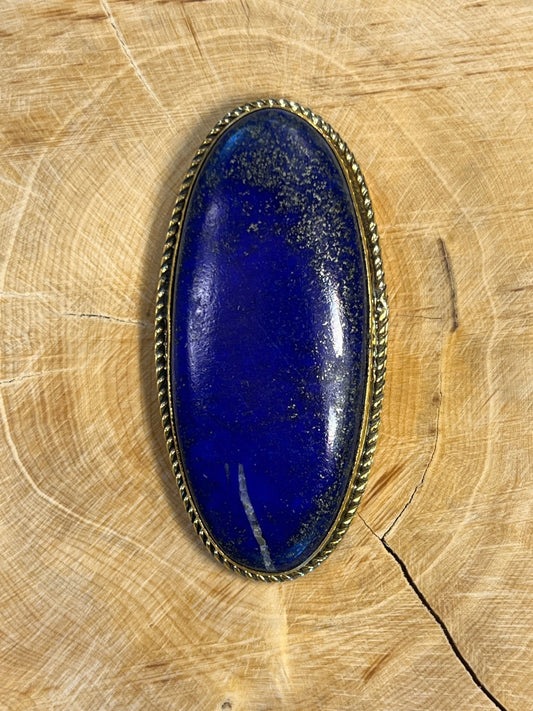 Lapis Lazuli sertie doré n°D3 (5,2m x 2,5cm) - Solyluna Macramé