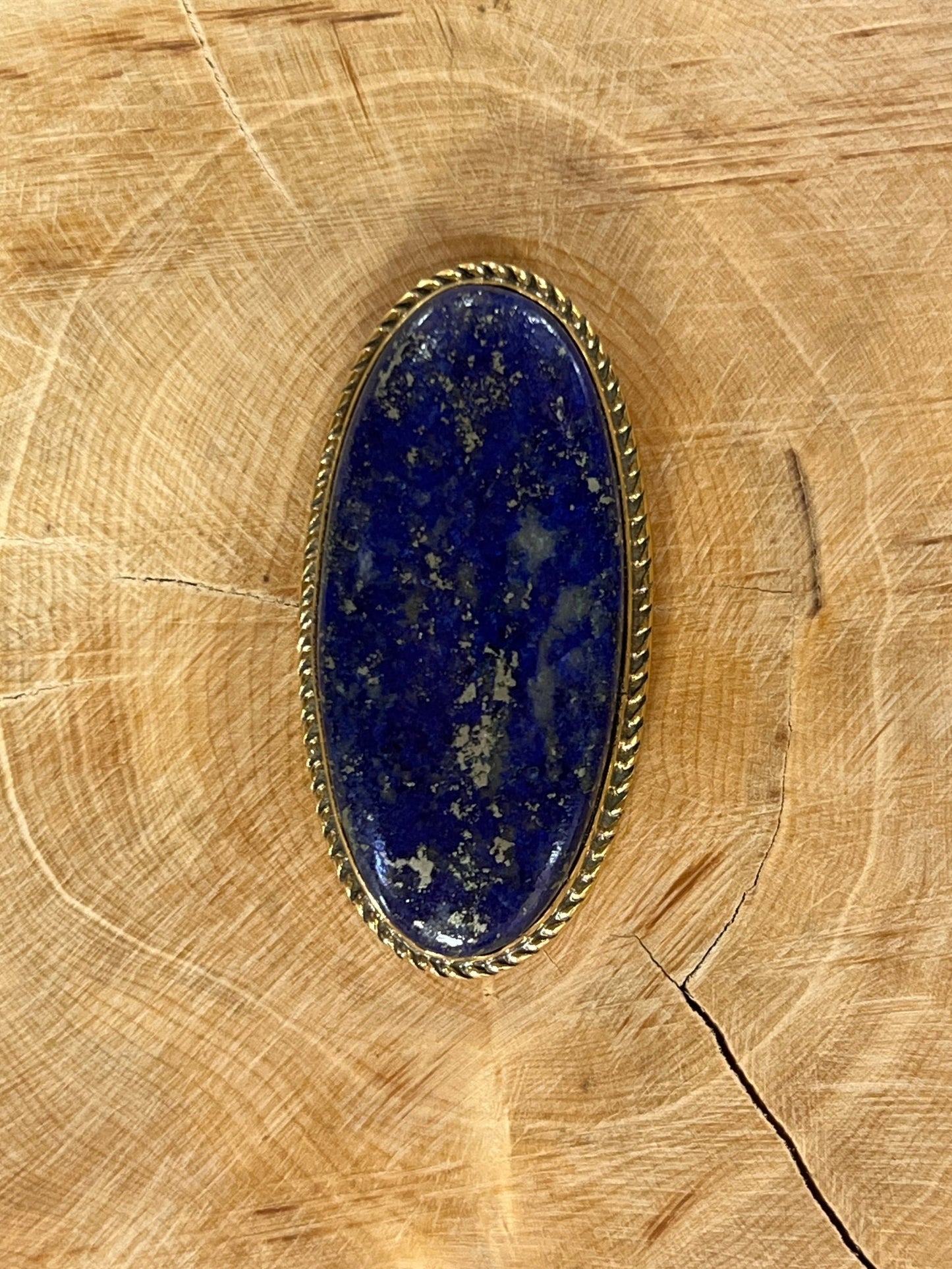 Lapis Lazuli sertie doré n°D4 (4,3cm x 2,2cm) - Solyluna Macramé