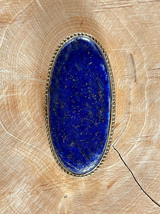 Lapis Lazuli sertie doré n°D4 (5,1cm x 2,5cm) - Solyluna Macramé