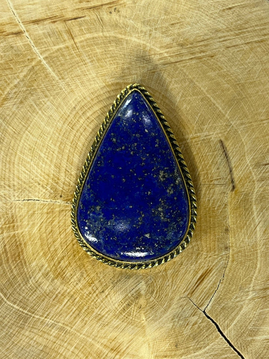 Lapis Lazuli sertie doré n°D5 (3,5cm x 2,4cm) - Solyluna Macramé