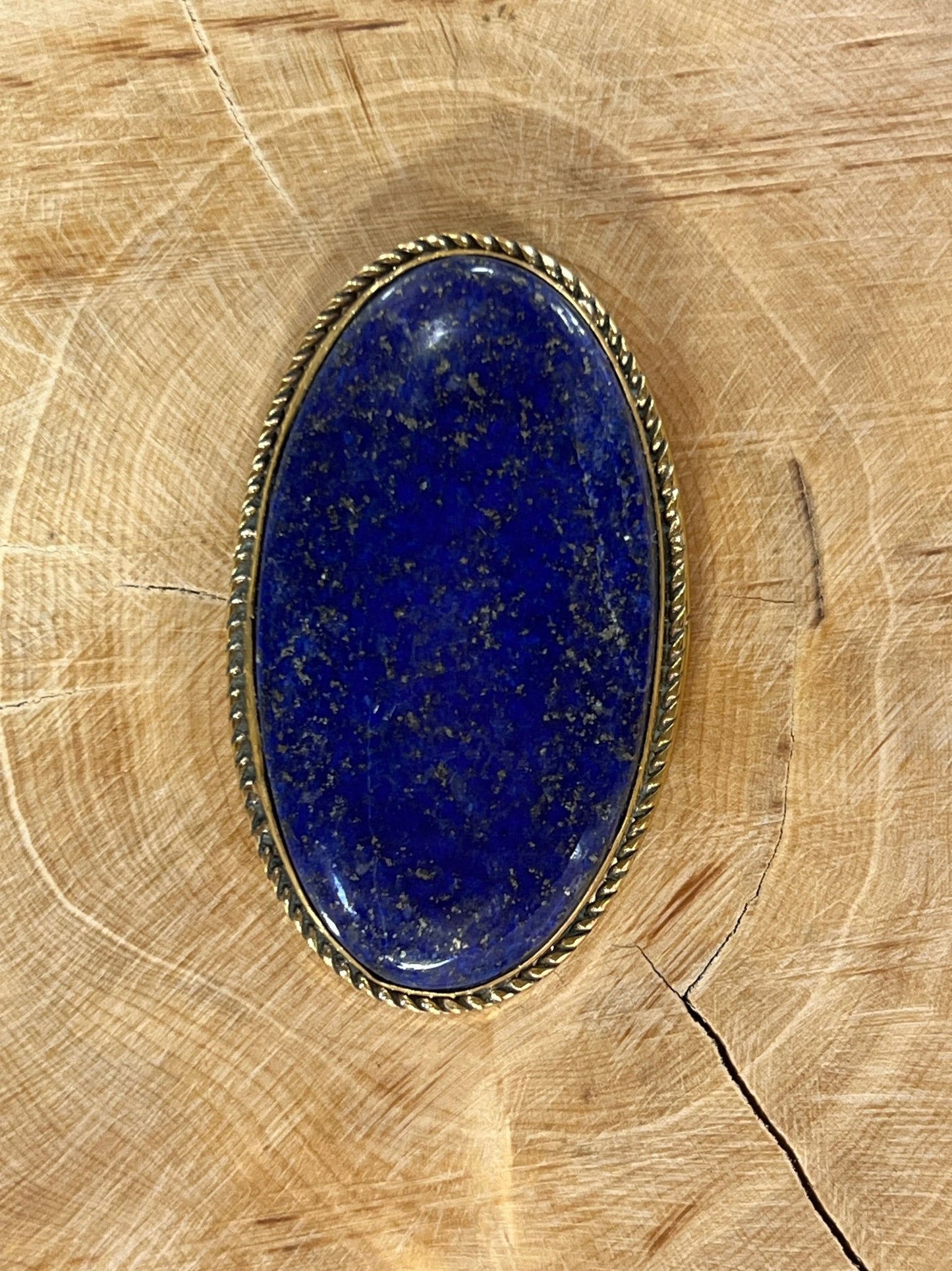 Lapis Lazuli sertie doré n°D5 (4,7cm x 2,8cm) - Solyluna Macramé