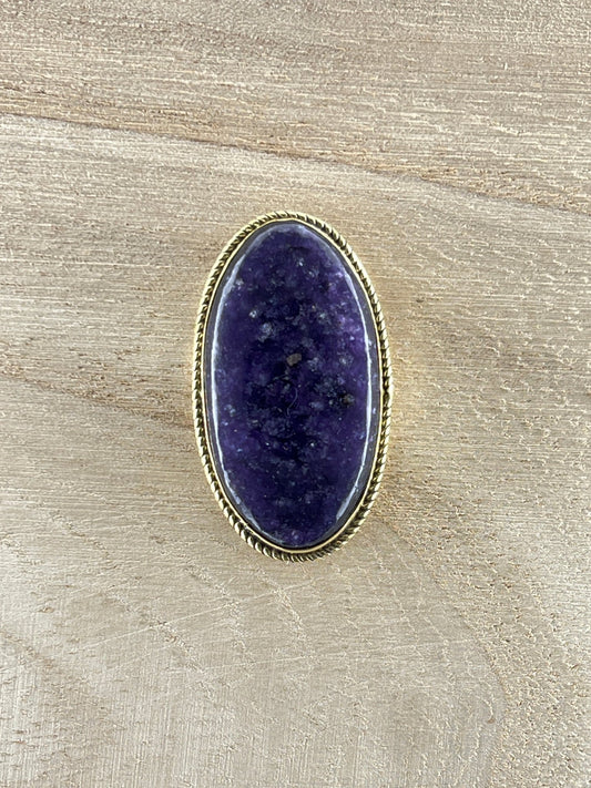 Lépidolite sertie doré n°D1 (3,6cm x 2cm) - Solyluna Macramé