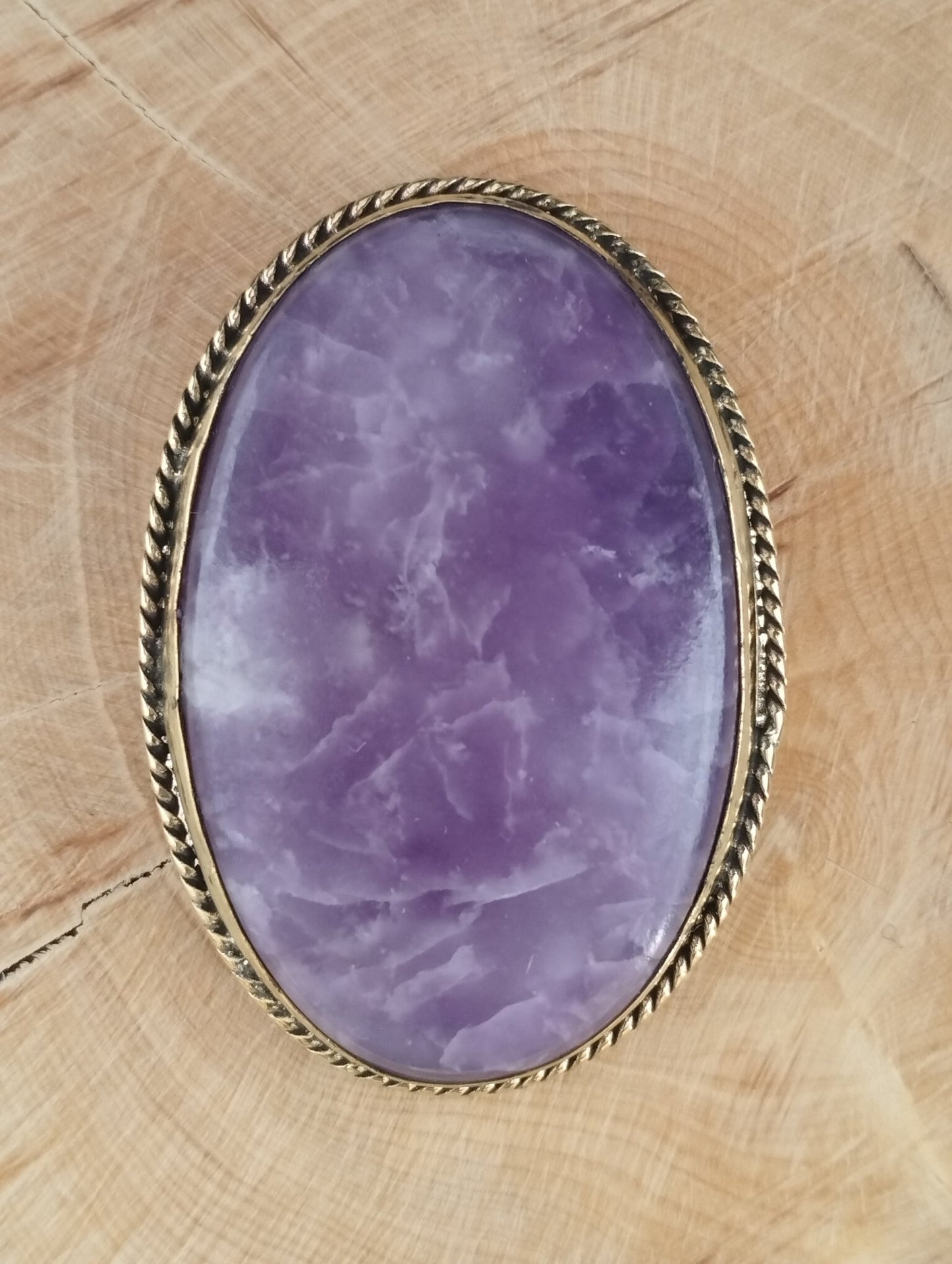 Lépidolite sertie doré n°D3 (4,8cm x 3,3cm) - Solyluna Macramé