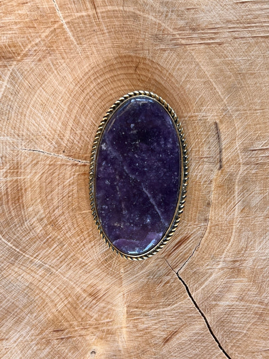 Lépidolite sertie doré n°D5 (3,5cm x 2,1cm) - Solyluna Macramé