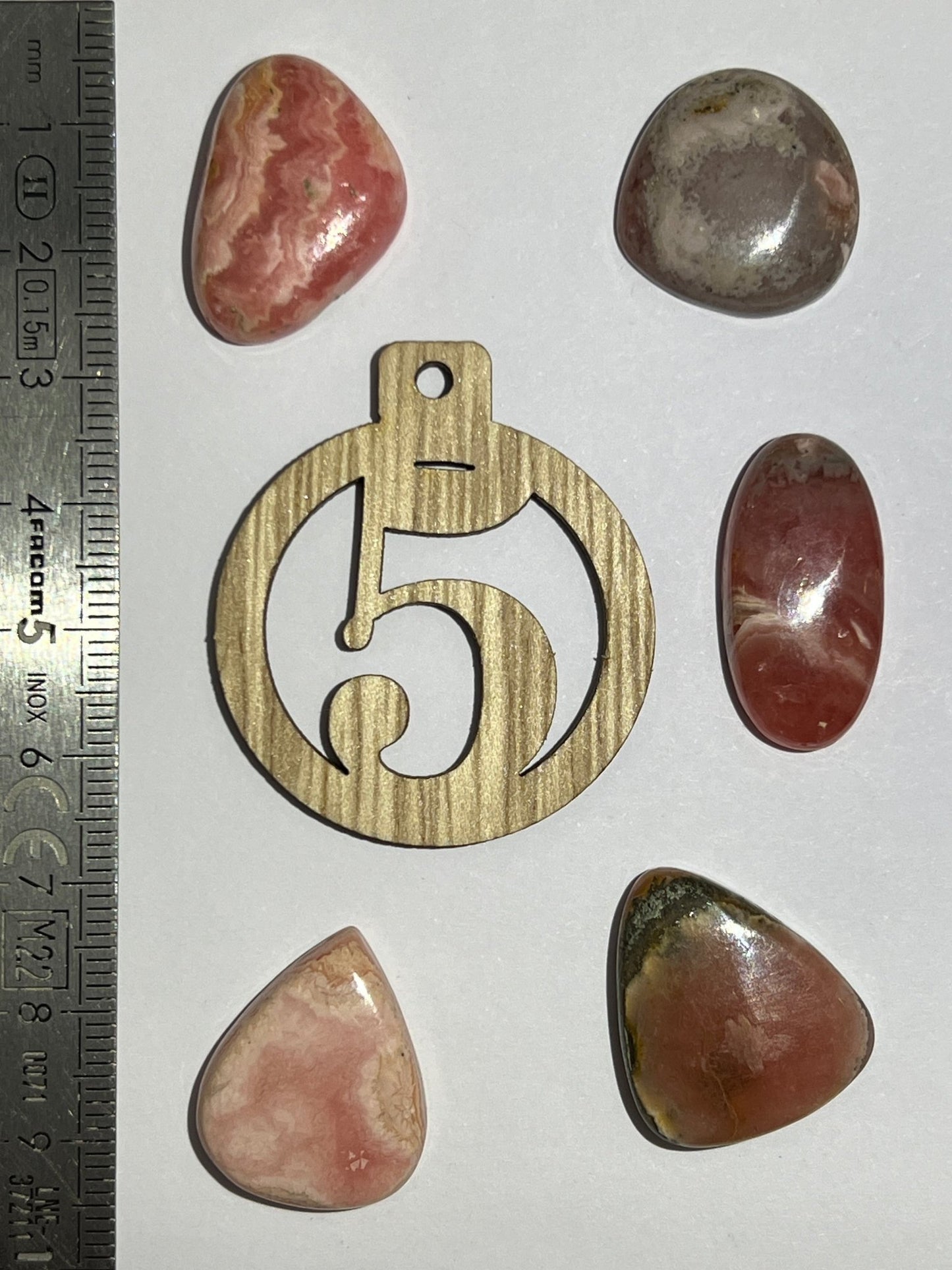 Lot de 5 Mini Rhodochrosite : N°5 - Solyluna Macramé