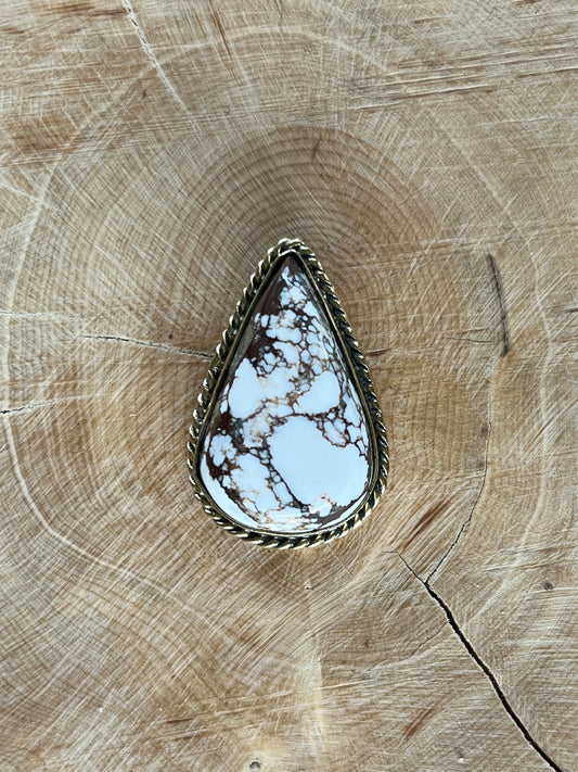 Magnésite de cheval sertie doré n°D2 (3,1cm x 2cm) - Solyluna Macramé