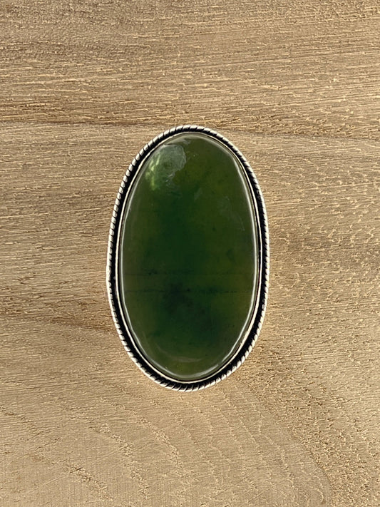 Néphrite sertie argenté n°A5 (43,7cm x 2,3cm) - Solyluna Macramé