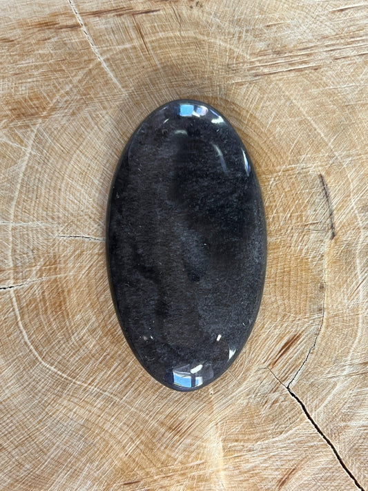 Obsidienne Argenté n°3 (4,4cm x 2,5cm) - Solyluna Macramé