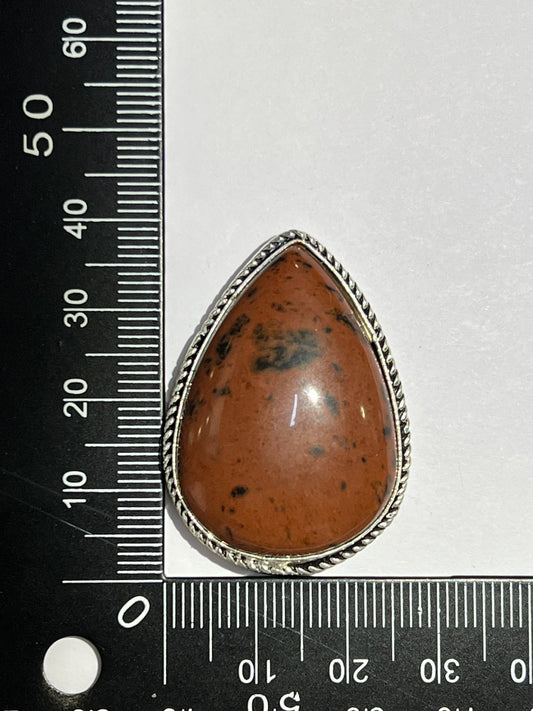 Obsidienne Mahogany sertie argenté n°A2 (3,8cm x 2,8cm) - Solyluna Macramé