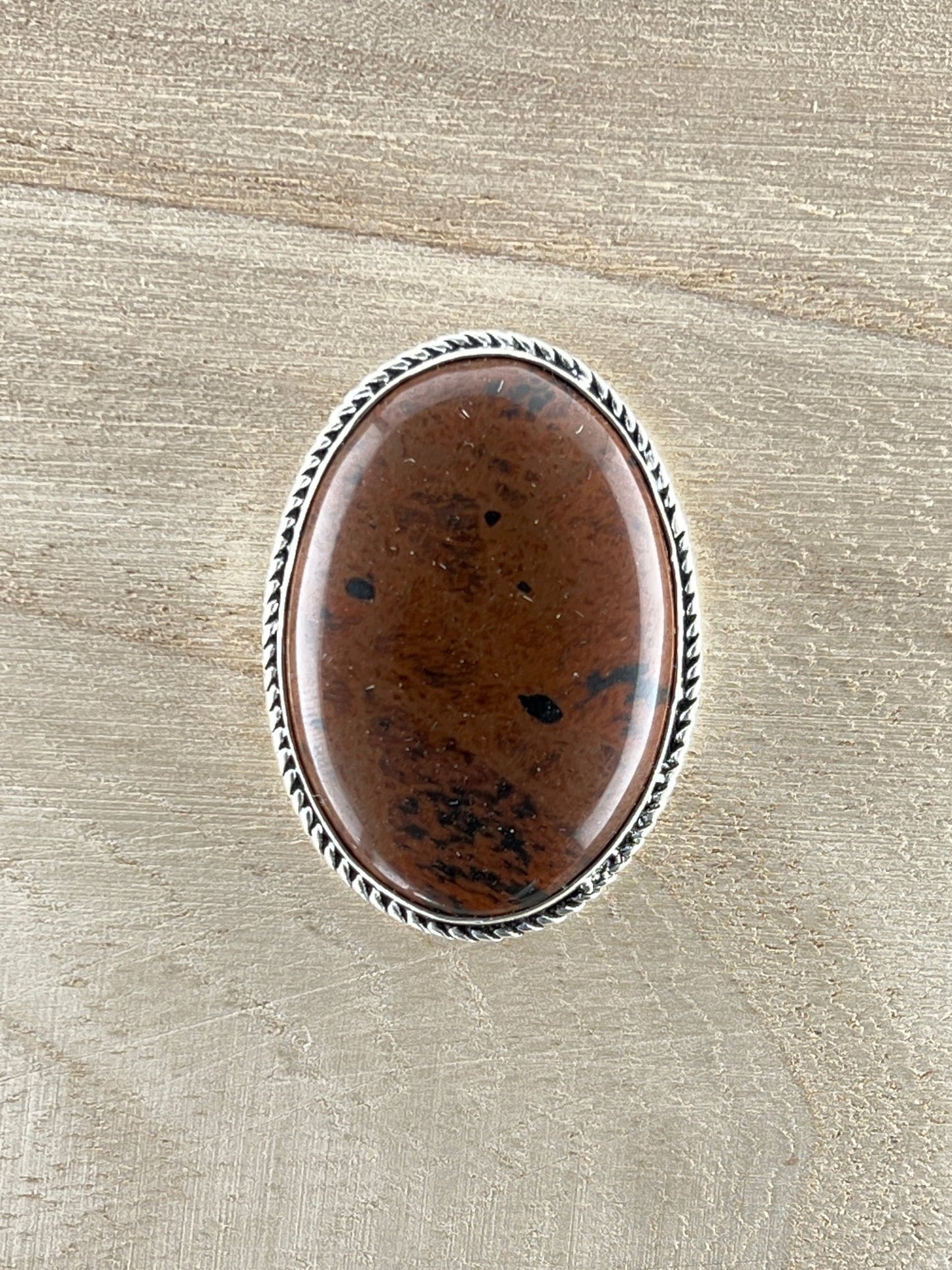 Obsidienne Mahogany sertie argenté n°A2 (3,9cm x 2,8cm) - Solyluna Macramé