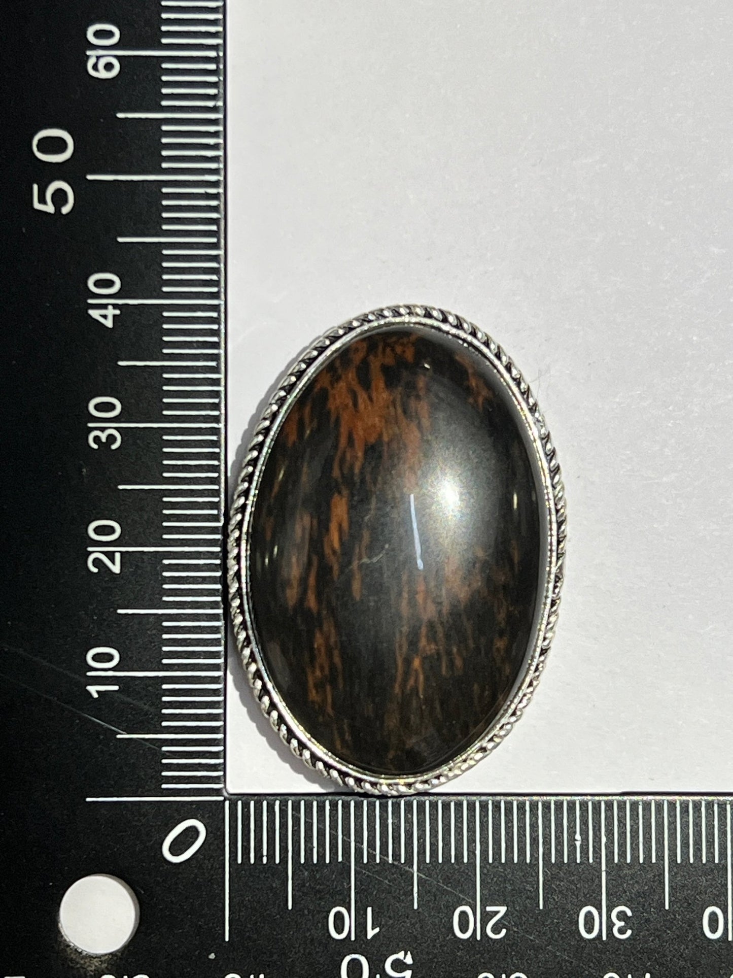 Obsidienne Mahogany sertie argenté n°A3 (3,9cm x 2,7cm) - Solyluna Macramé