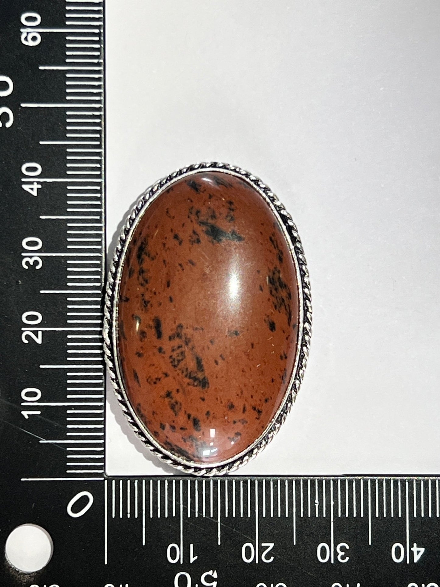 Obsidienne Mahogany sertie argenté n°A5 (4,3cm x2,8cm) - Solyluna Macramé