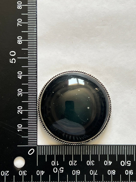 Obsidienne sertie argenté n°A3 (4,2cm x 4,2cm) - Solyluna Macramé