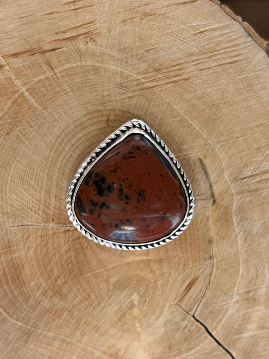 Obsidienne sertie argenté n°A3 (2,5cm x 2,2cm) - Solyluna Macramé