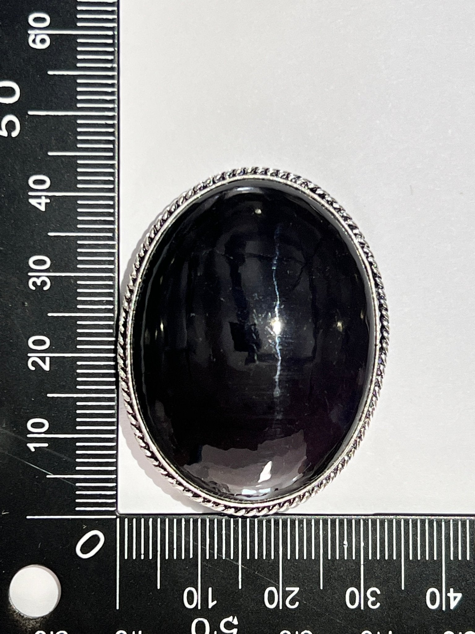 Obsidienne sertie argenté n°A5 (4,3cm x 3,3cm) - Solyluna Macramé