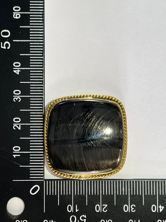 Obsidienne sertie doré °D3 (3cm x 3cm) - Solyluna Macramé