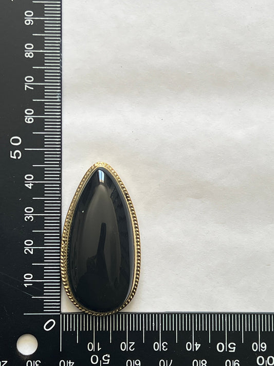 Obsidienne sertie doré n°D3 (4,6cm x 2,5cm) - Solyluna Macramé