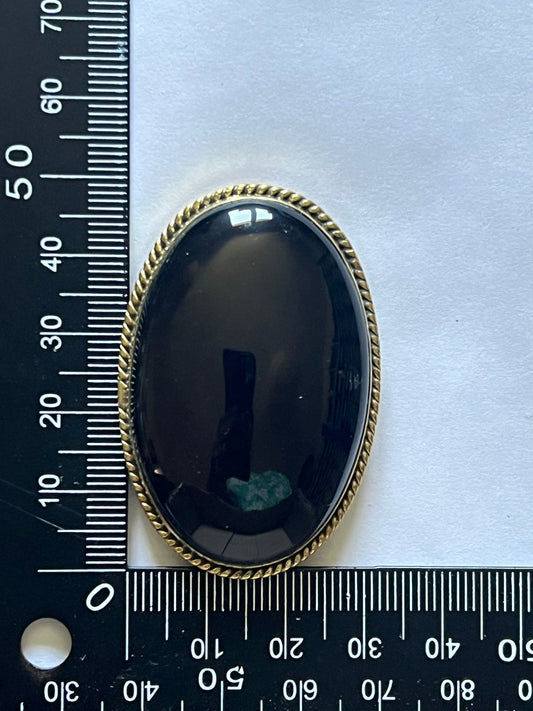 Obsidienne sertie doré n°D5 (5,1cm x 3,4cm) - Solyluna Macramé