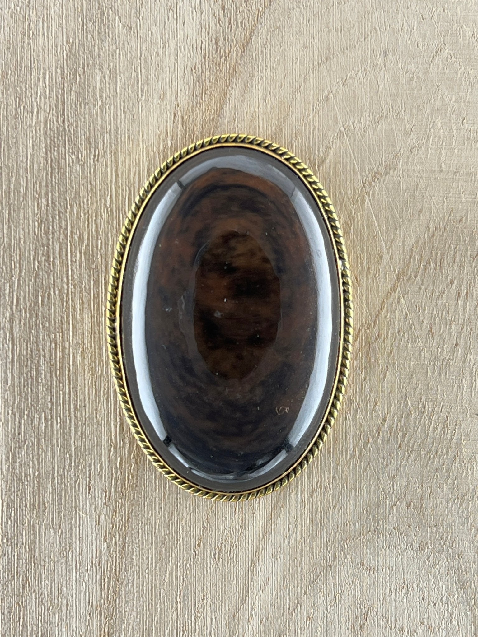 Obsidienne sertie doré n°D2 (4,5cm x 3cm) - Solyluna Macramé