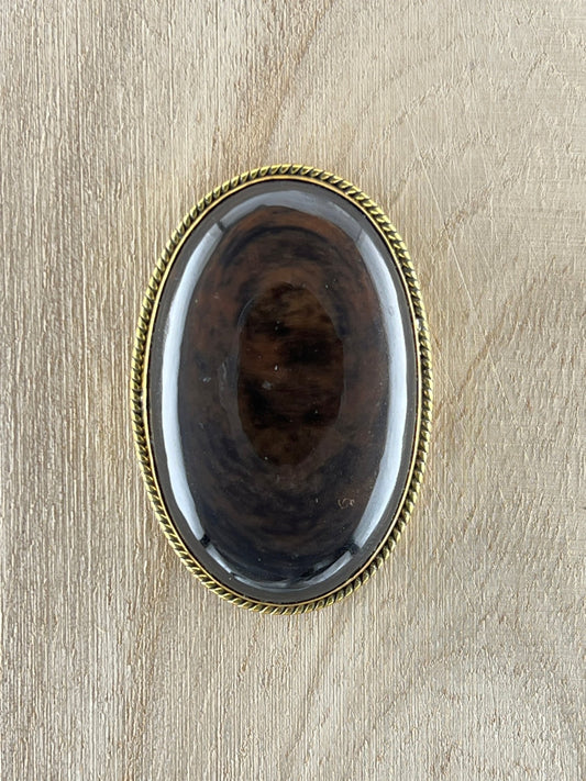 Obsidienne sertie doré n°D2 (4,5cm x 3cm) - Solyluna Macramé