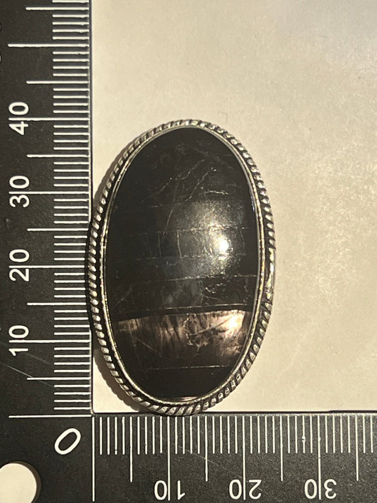 Obsidienne sertie n°A1 (3,9cm x 2,4cm) - Solyluna Macramé