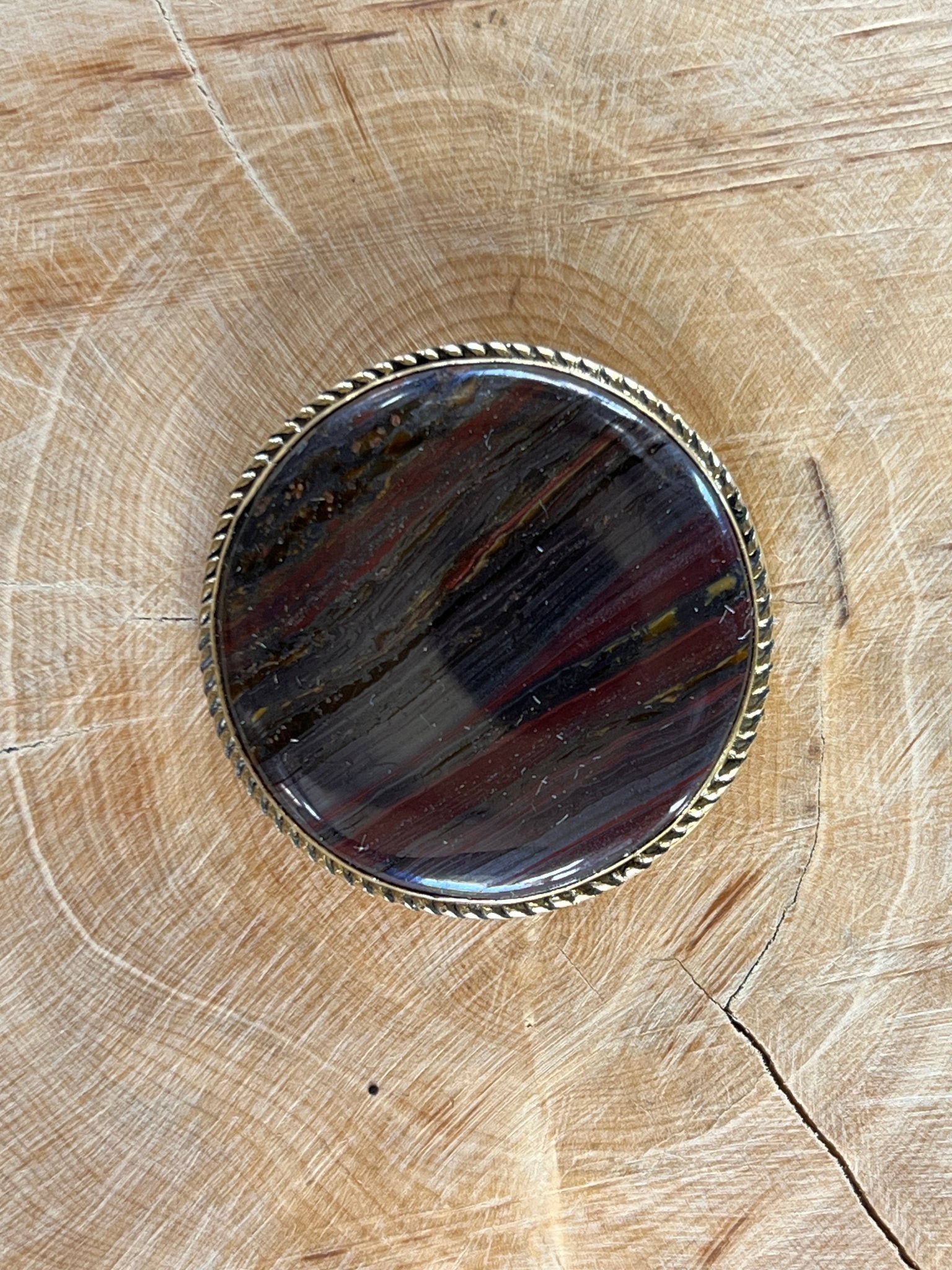 Oeil de Fer sertie doré n°D1 (3,5cm de diametre) - Solyluna Macramé