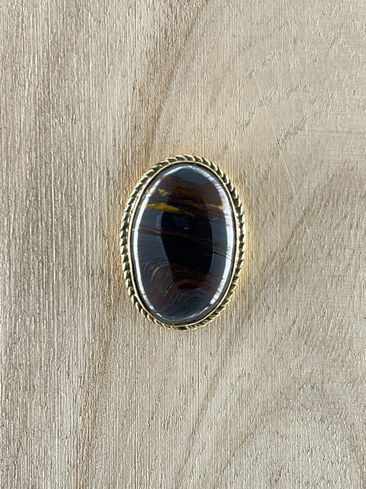 Oeil de Fer sertie doré n°D3 (2,9cm x 2,1cm) - Solyluna Macramé