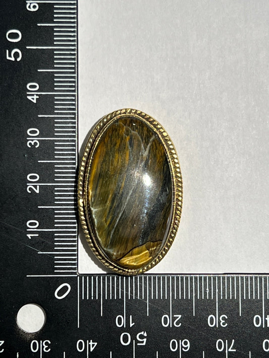 Oeil de Tigre sertie doré n°D2 (3,6cm x 2,3cm) - Solyluna Macramé