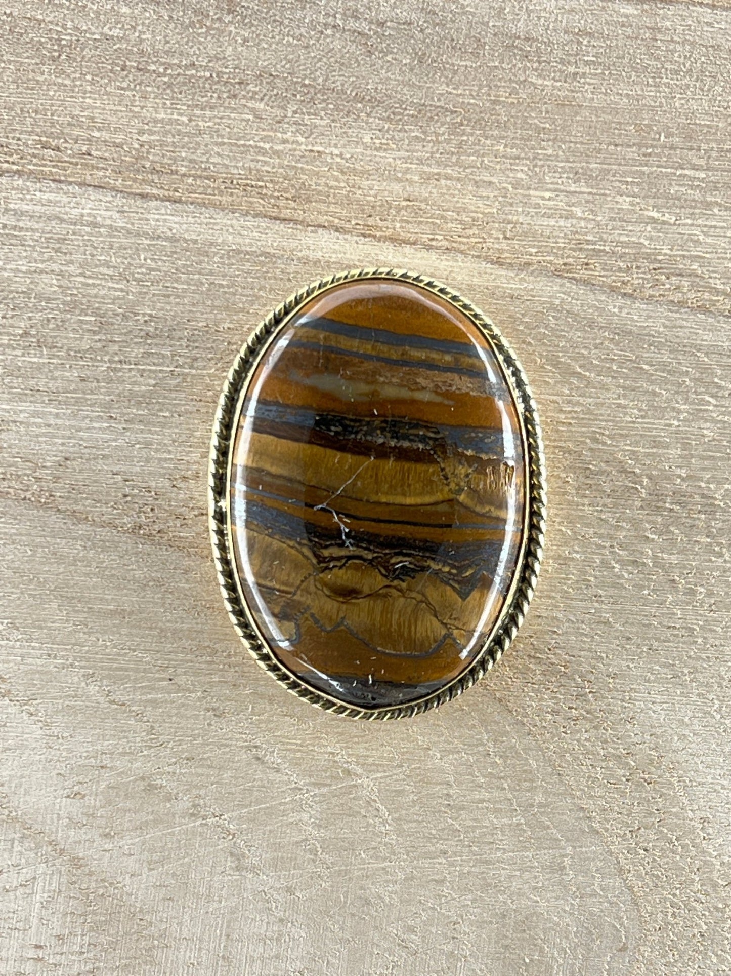Oeil de Tigre sertie doré n°D3 (3,7cm x 2,8cm) - Solyluna Macramé