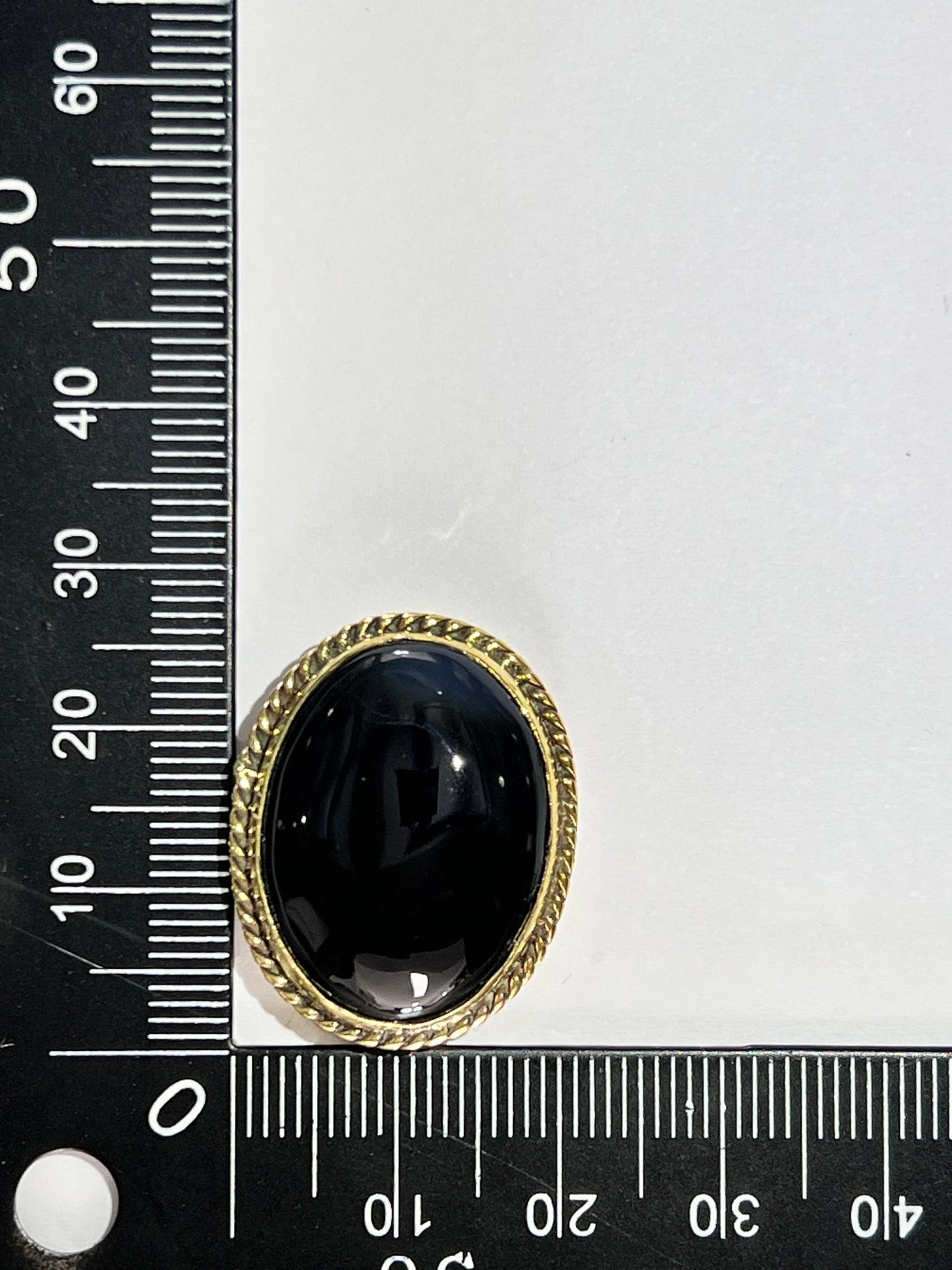 Onyx Noire sertie doré n°D1 (2,6cm x 2,1 cm) - Solyluna Macramé