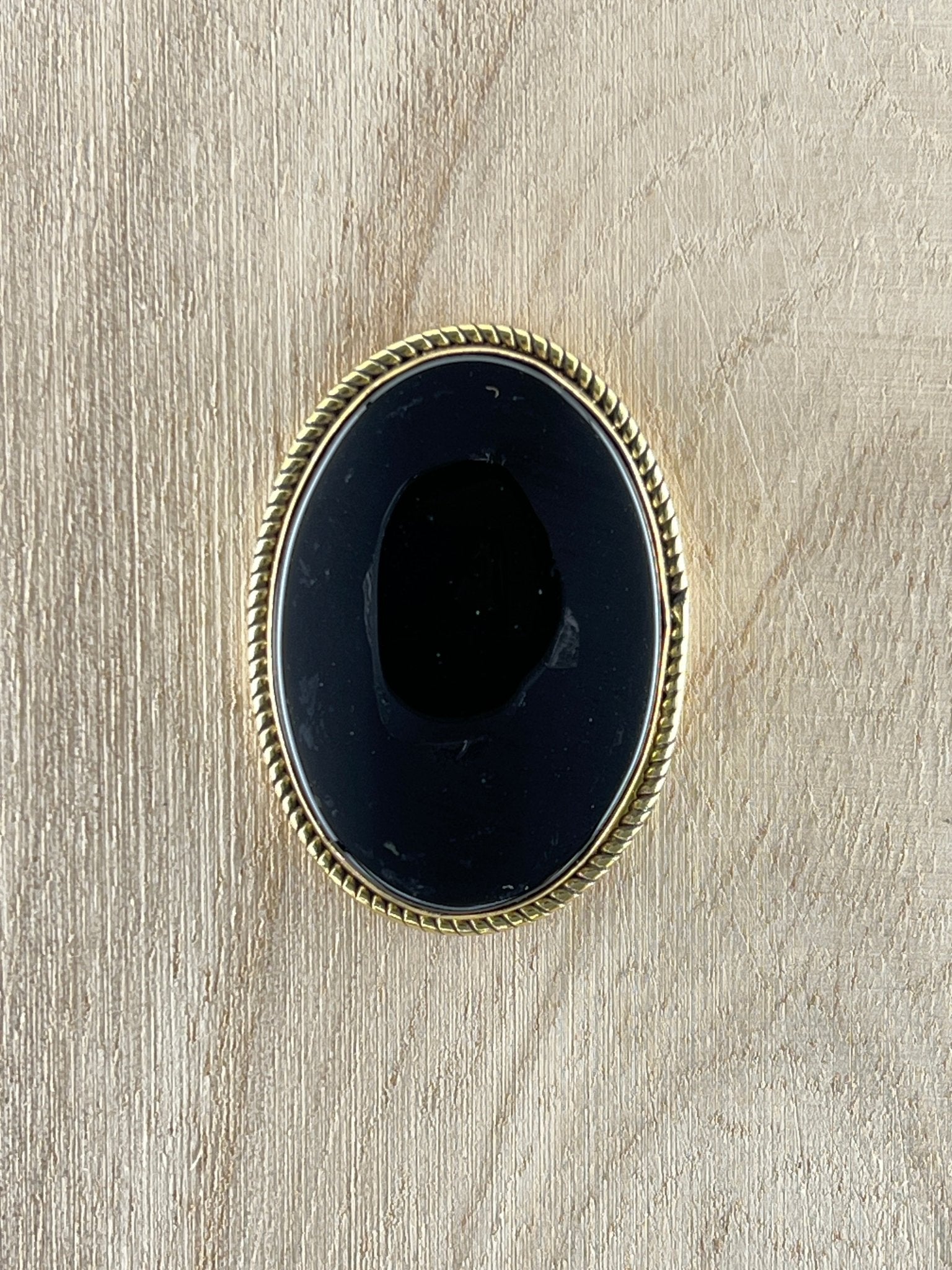 Onyx Noire sertie doré n°D3 (3,8cm x 2,8cm) - Solyluna Macramé