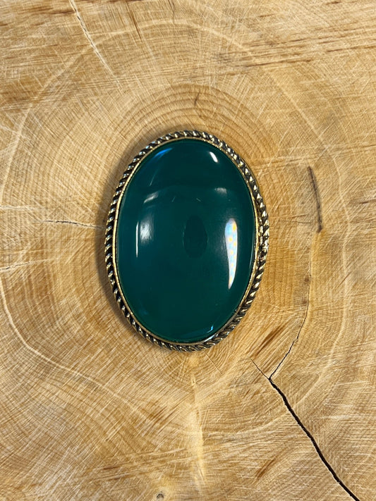 Onyx Verte sertie doré n°D3 (3,4cm x 2,5cm) - Solyluna Macramé