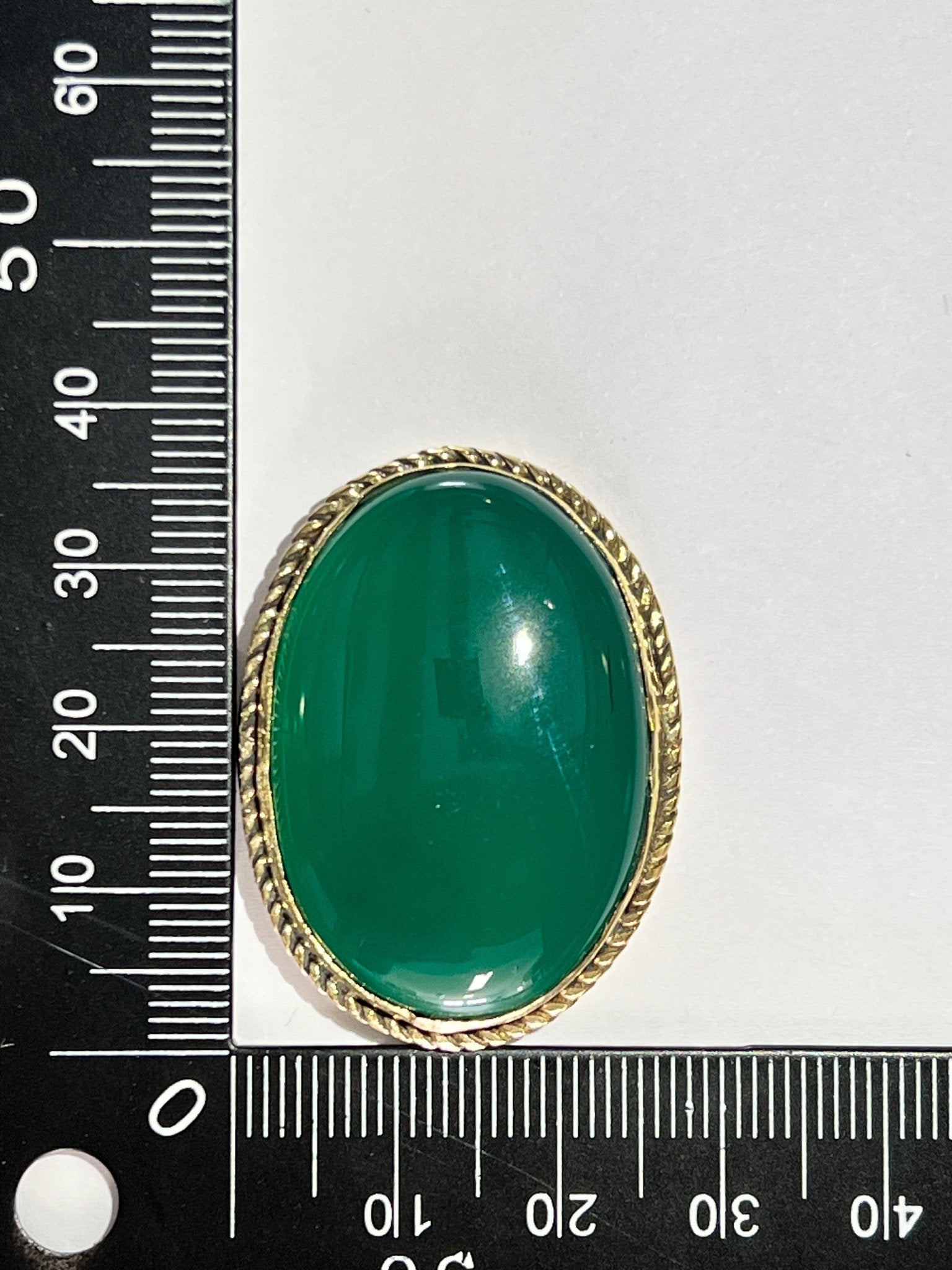 Onyx Verte sertie doré n°D3 (3,7cm x 2,8cm) - Solyluna Macramé