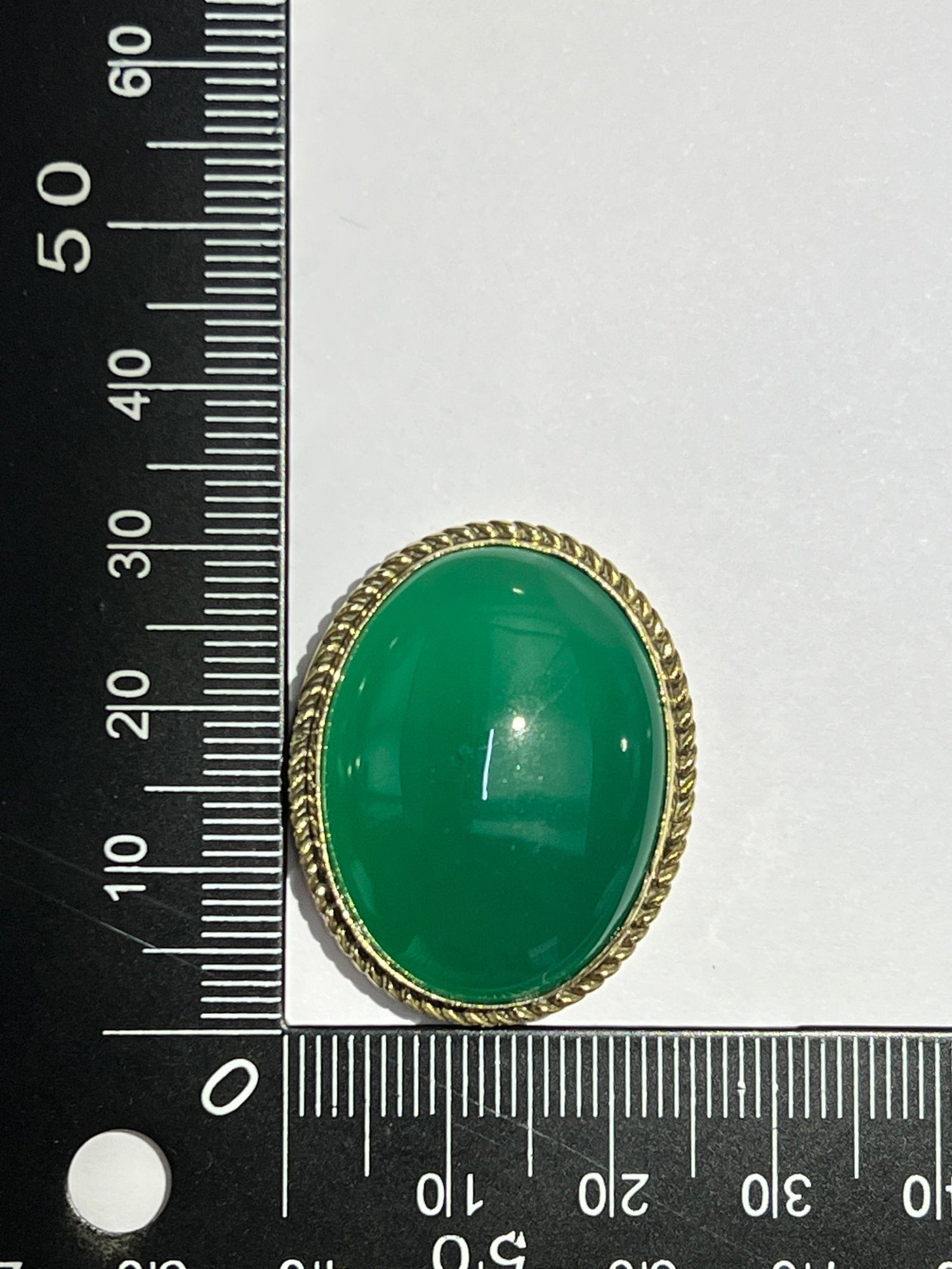 Onyx Verte sertie doré n°D4 (3,1cm x 2,5cm) - Solyluna Macramé
