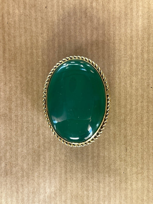Onyx Verte sertie doré n°D4 (3,3cm x 2,5cm) - Solyluna Macramé
