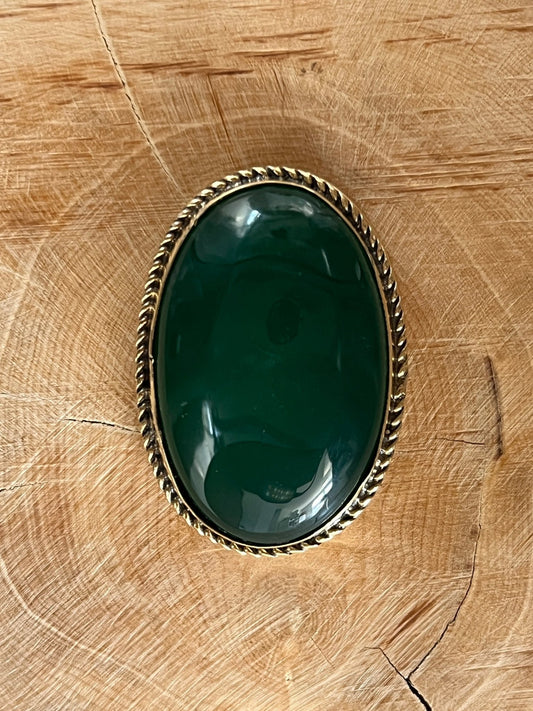 Onyx Verte sertie doré n°D4 (3,8cm x 2,7cm) - Solyluna Macramé