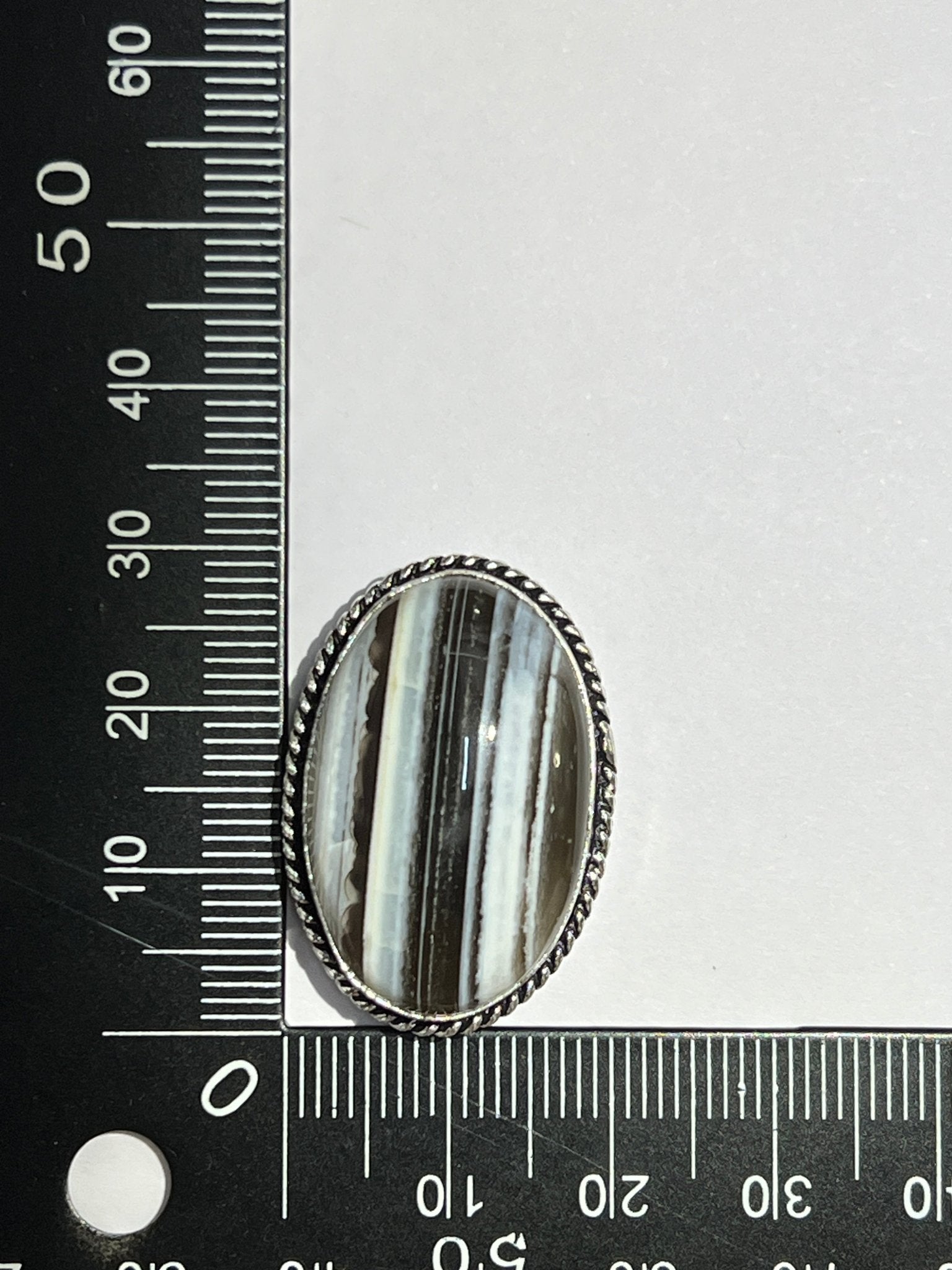 Opale Bleue sertie argenté n°A3 (2,9cm x 2cm) - Solyluna Macramé