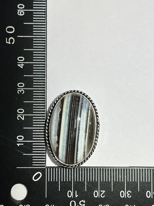 Opale Bleue sertie argenté n°A3 (2,9cm x 2cm) - Solyluna Macramé