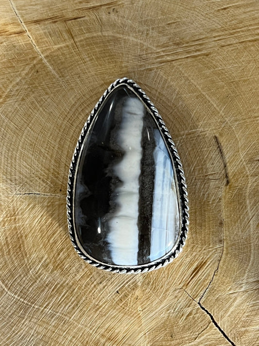 Opale Bleue sertie argenté n°A5 (3,7cm x 2,3cm) - Solyluna Macramé