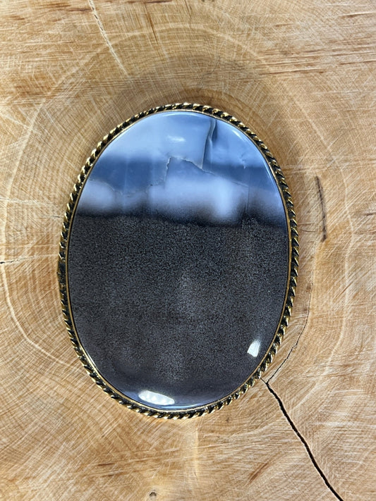 Opale Bleue sertie doré n°D2 (4,9cm x 3,7cm) - Solyluna Macramé