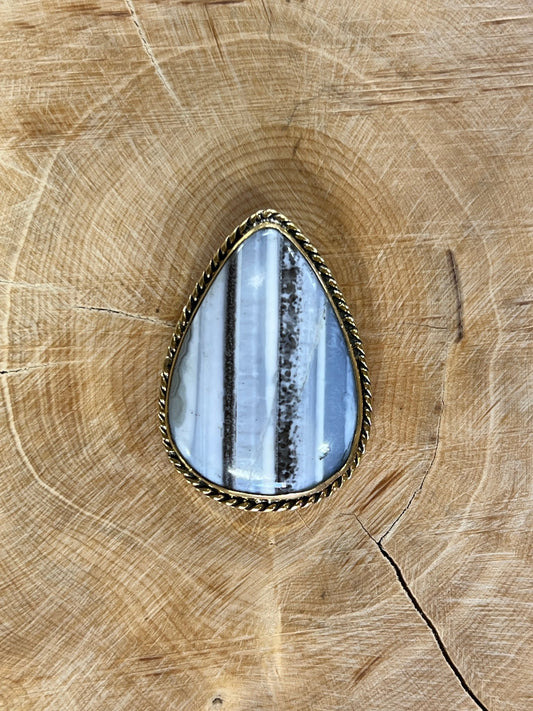 Opale Bleue sertie doré n°D3 (3,3cm x 2,7cm) - Solyluna Macramé