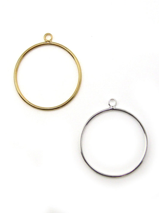 Pendentif Anneau Cercle Laiton Doré ou Argenté 30mm - Solyluna Macramé