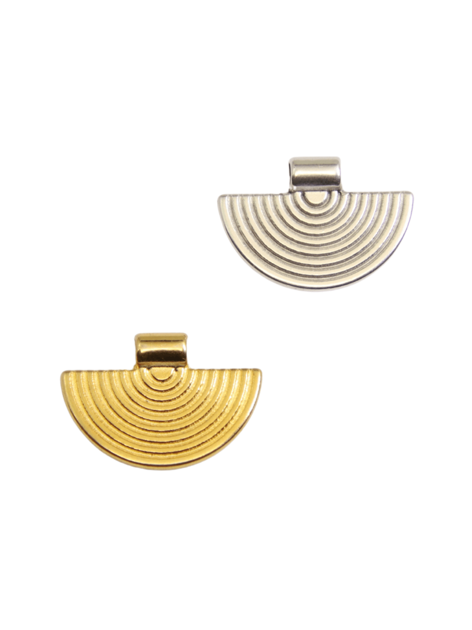 Pendentif demi - cercle en métal/zamak 26x18mm - Solyluna Macramé