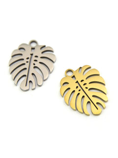 Pendentif feuille Monstera en acier inoxydable