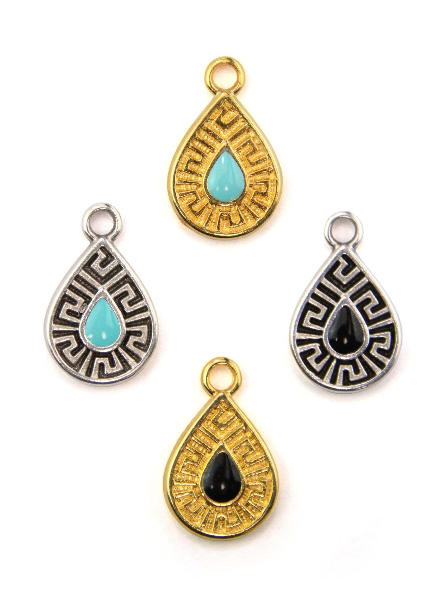 Pendentif goutte méandre zamak 13 mm - Solyluna Macramé