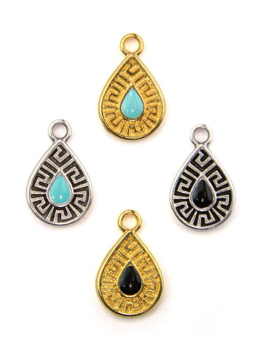 Pendentif goutte méandre zamak 13 mm - Solyluna Macramé