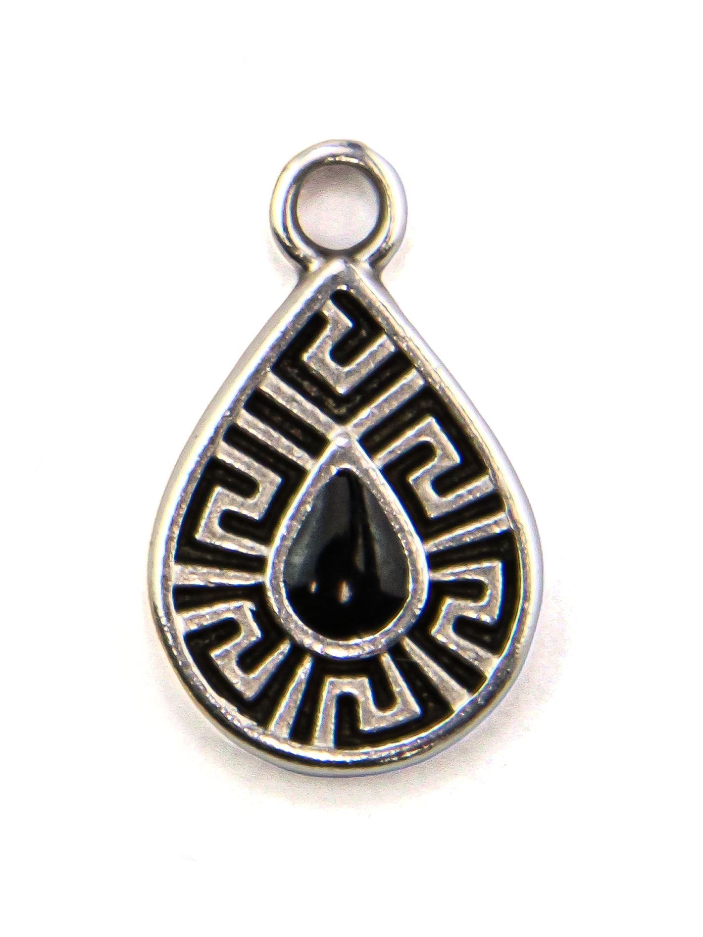Pendentif goutte méandre zamak 13 mm - Solyluna Macramé