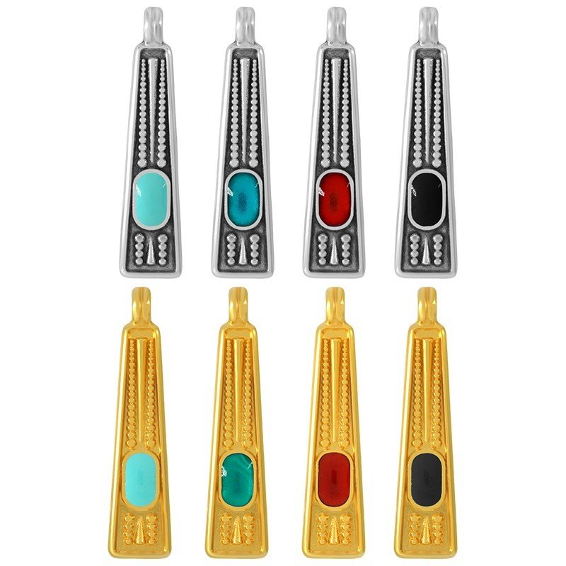 Pendentif Grec en zamak émaillé – 7,3 x 26,8 mm – Ø 2,3 mm - Solyluna Macramé